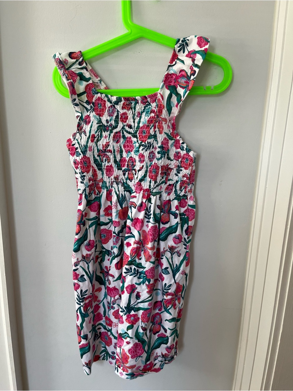 Hatley White Dress with Pink and Teal Floral Print size 7